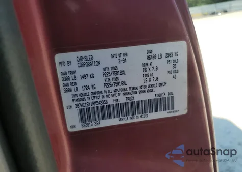 1994 Dodge Ram 1500 from USA, damaged, VIN 3B7HC16Y1RM542358